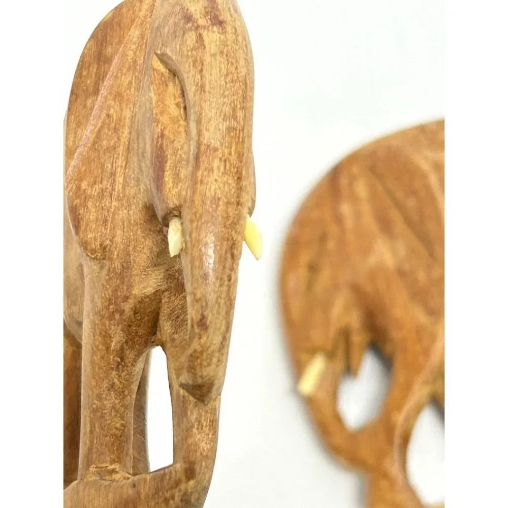 Elephant Hand Carved Salad Set Wooden‎ Spoon and Fork